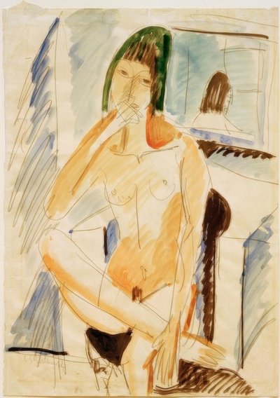 Seated Nude in Blue Armchair by Ernst Ludwig Kirchner